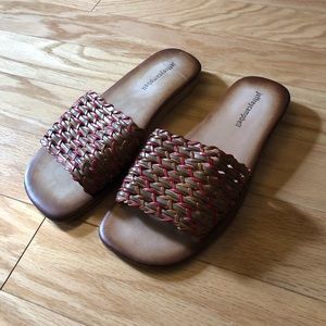 Jeffrey Campbell Woven Slide Sandals Multi Color